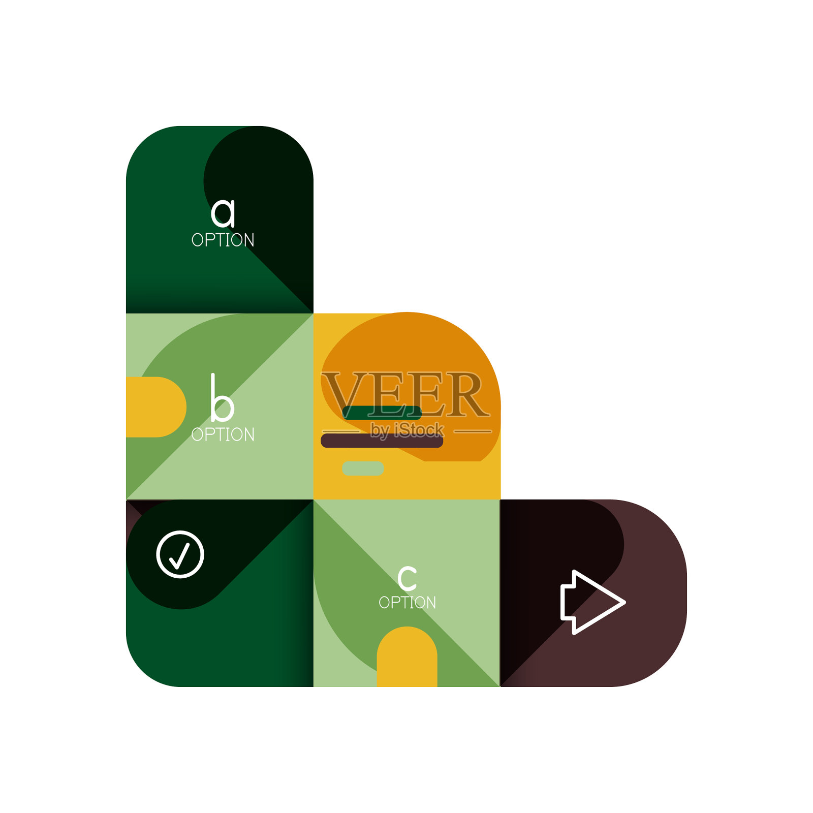 信息图选项和逐步在圆角图标素材