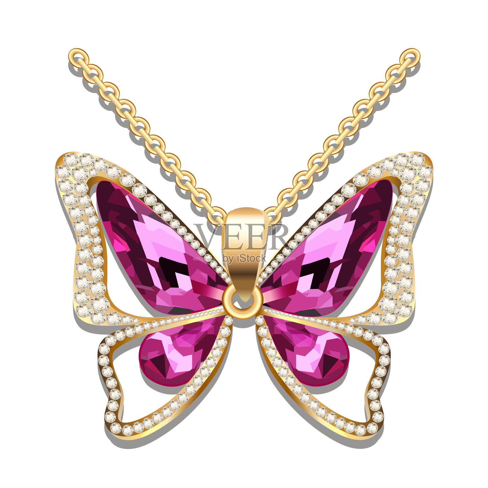 黄金蝴蝶垂饰，宝石设计元素图片
