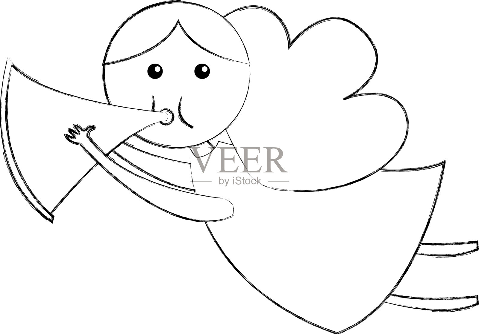 可爱的天使与喇叭马槽的性格设计元素图片