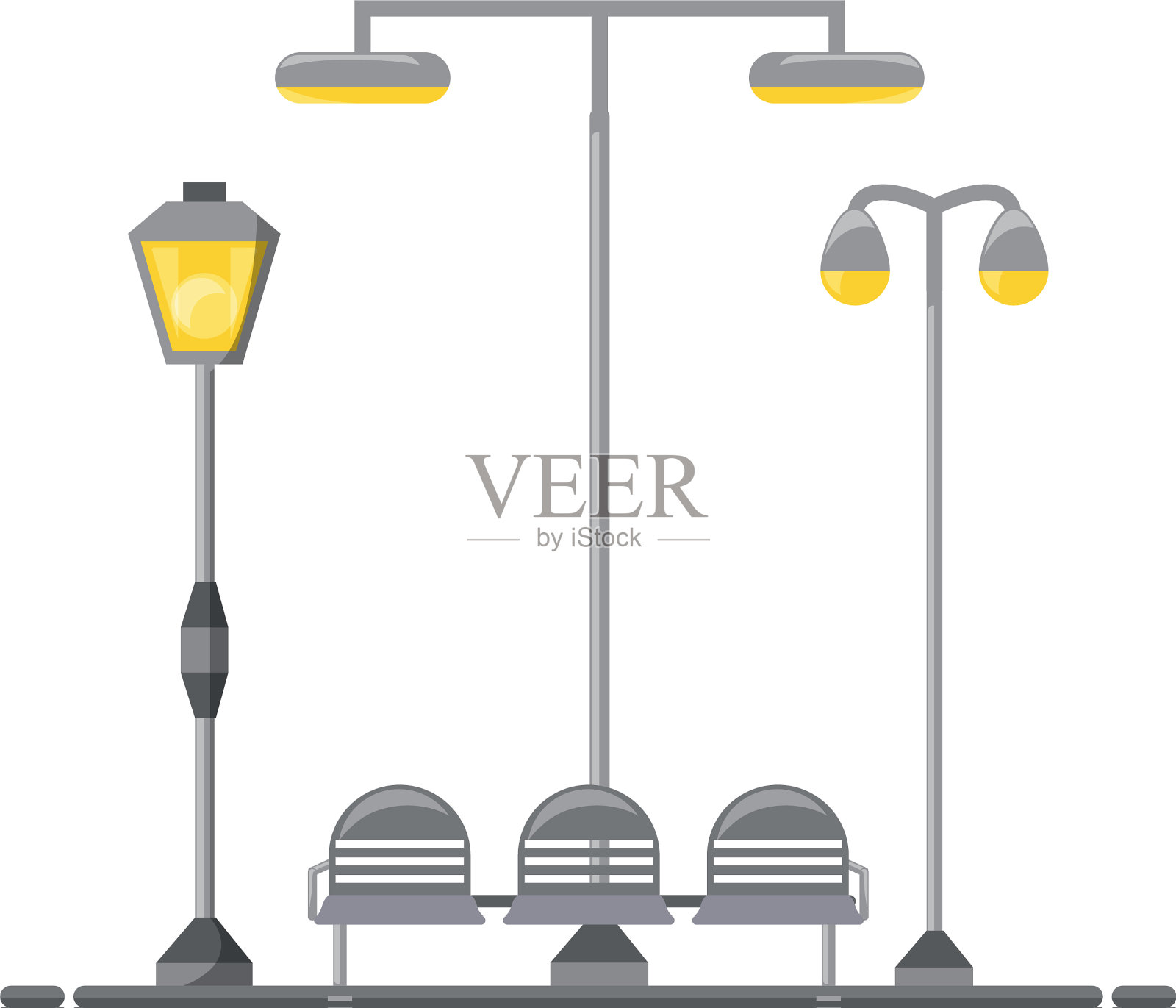 座椅和路灯设计元素图片