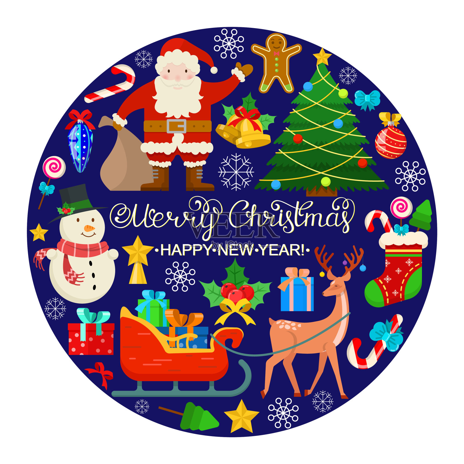 五彩缤纷的圣诞贺卡设计元素图片