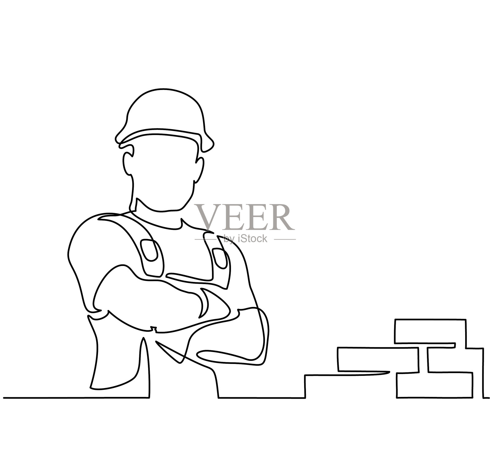 站着的建筑工人拿着平板设计元素图片