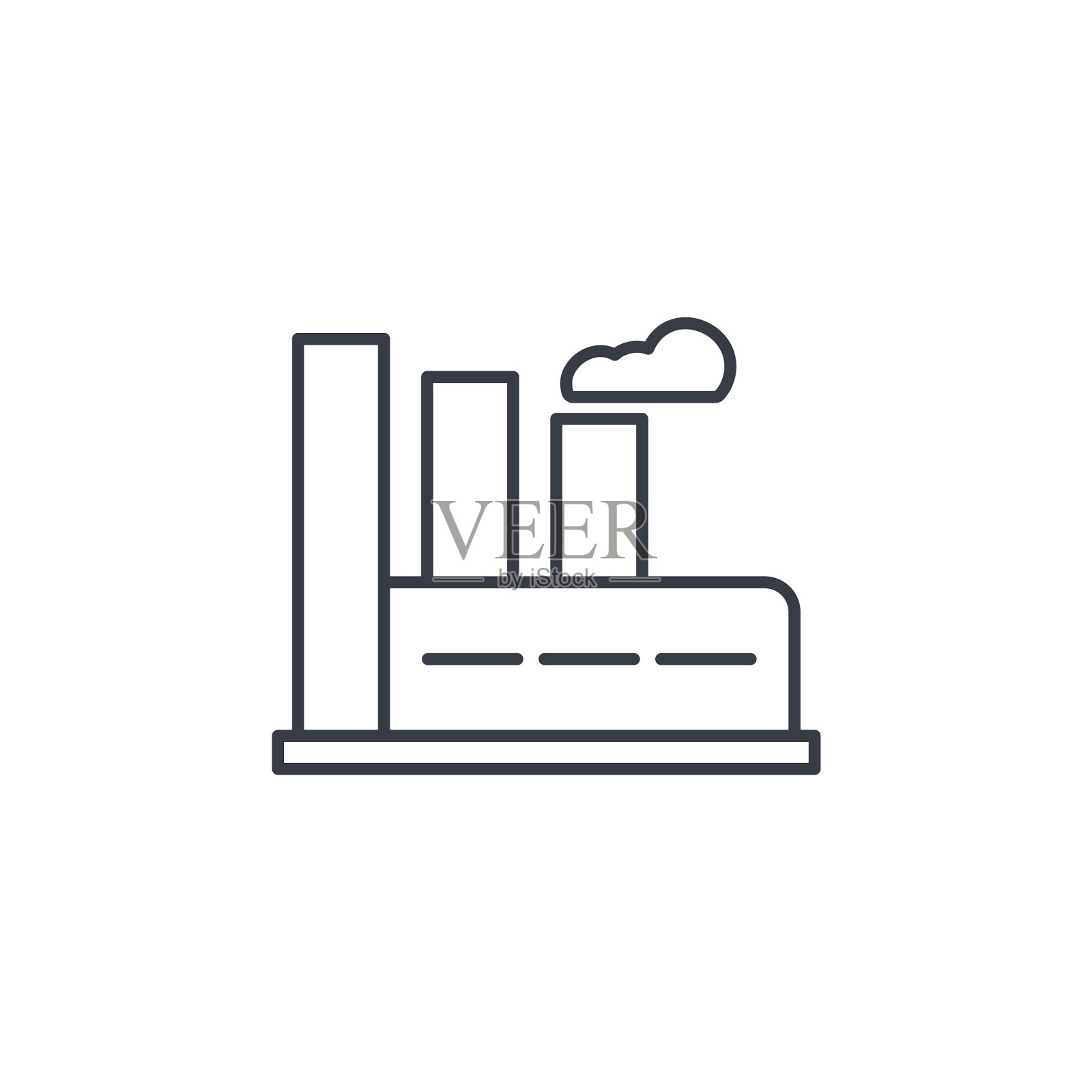 制造工业厂房细线图标素材