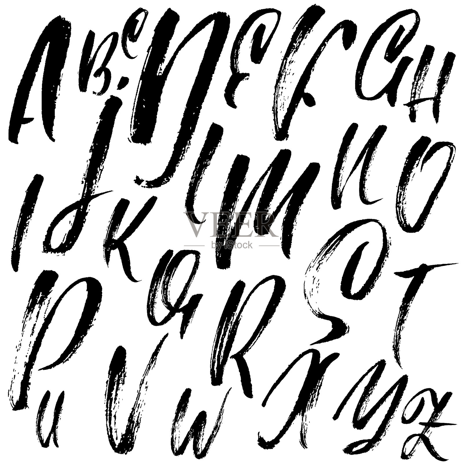 手绘干刷字体现代刷字设计元素图片