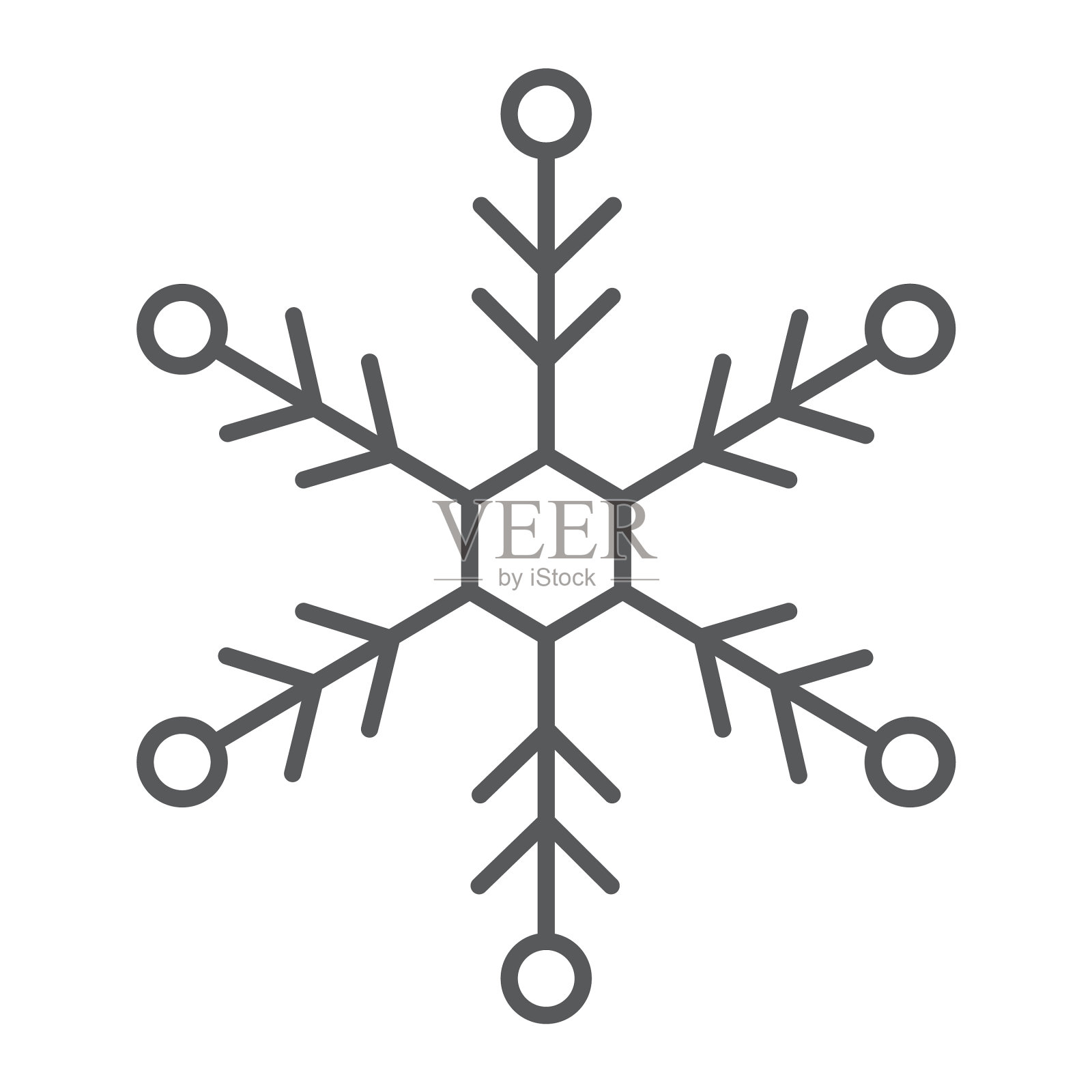 雪花细线象征雪与冬霜设计元素图片