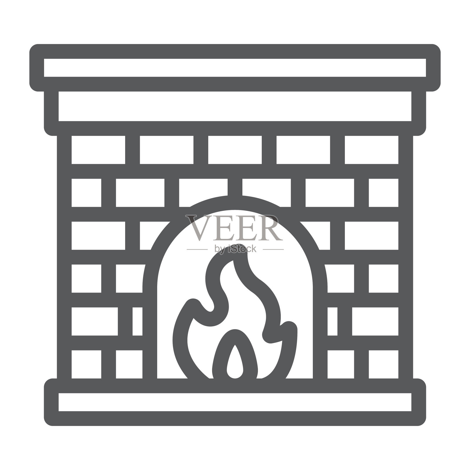 壁炉线图标火和家圣诞节图标素材