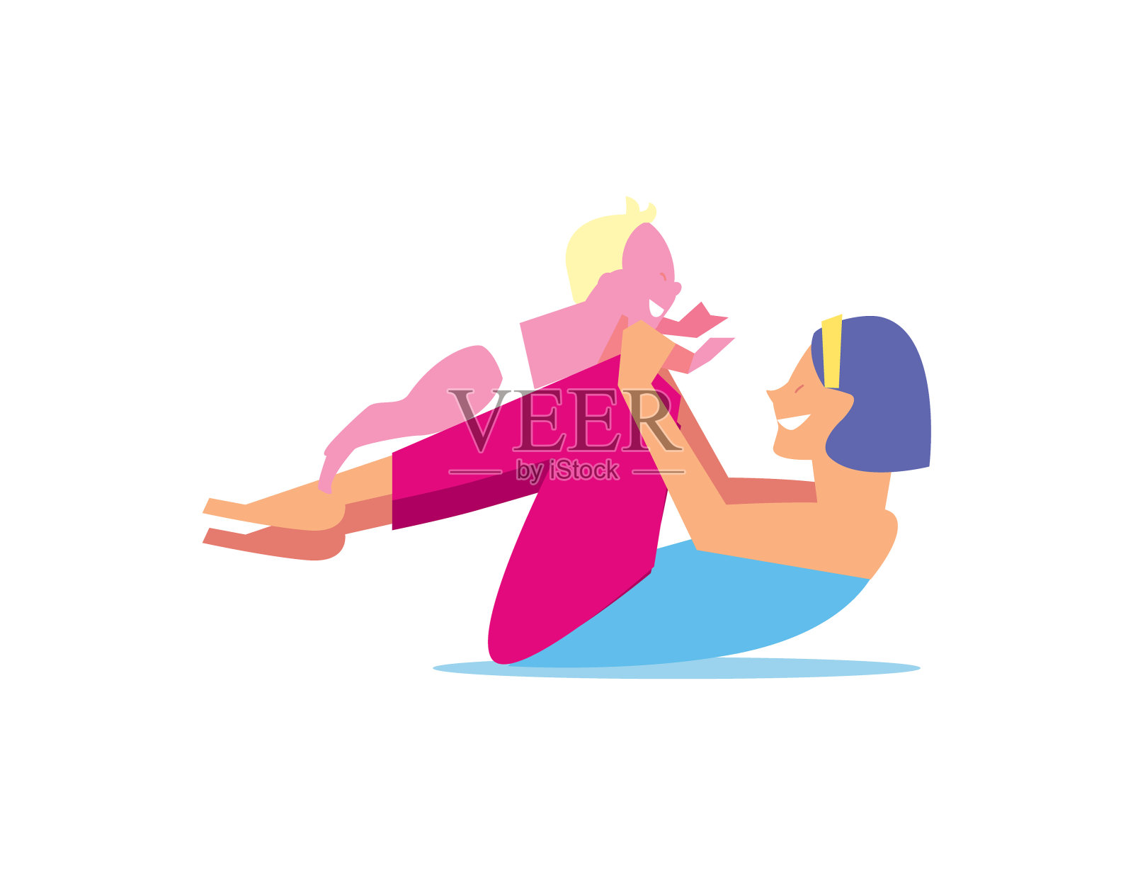 有母亲和孩子的家庭健身理念设计元素图片