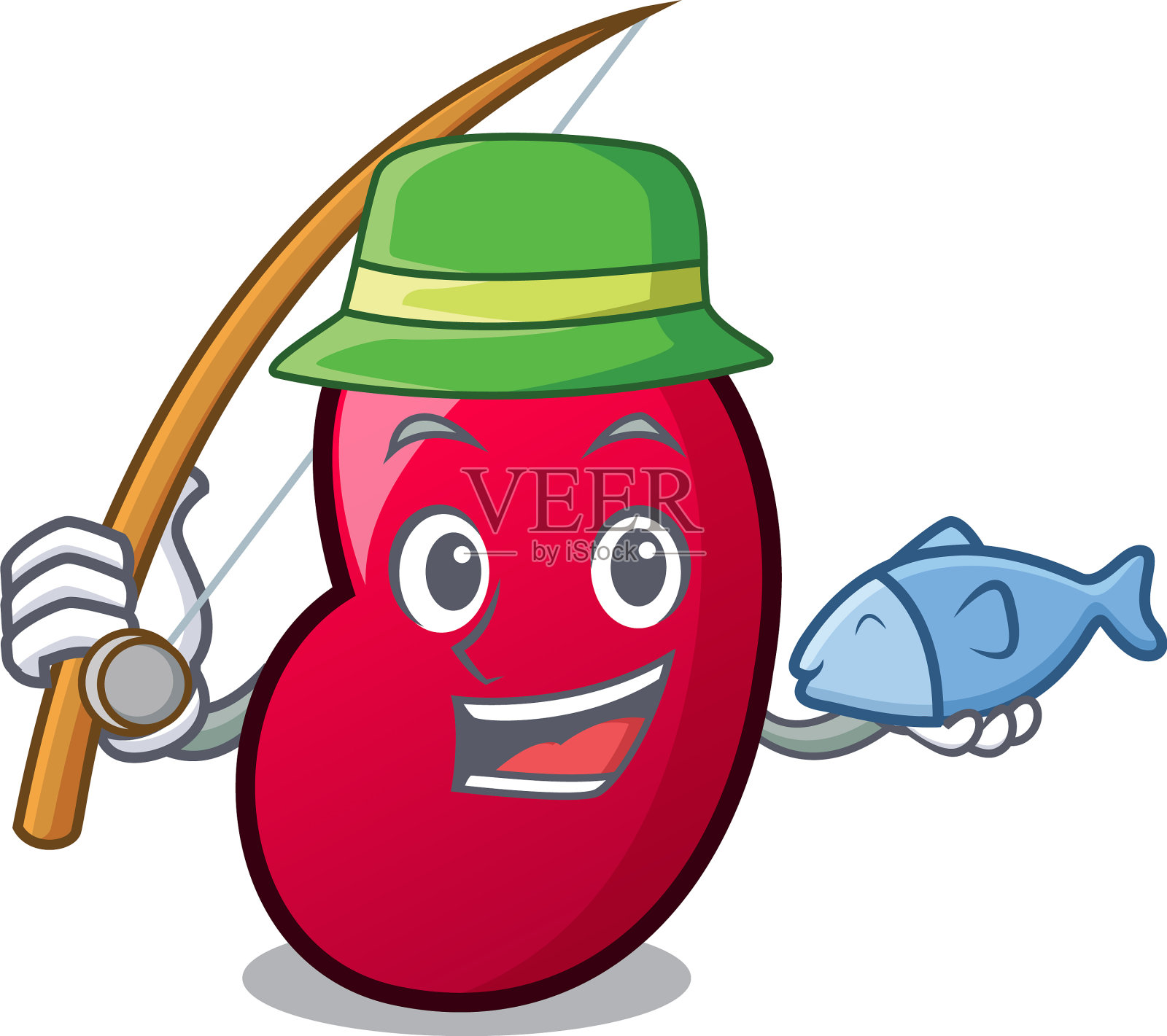 钓鱼果冻豆卡通吉祥物设计元素图片