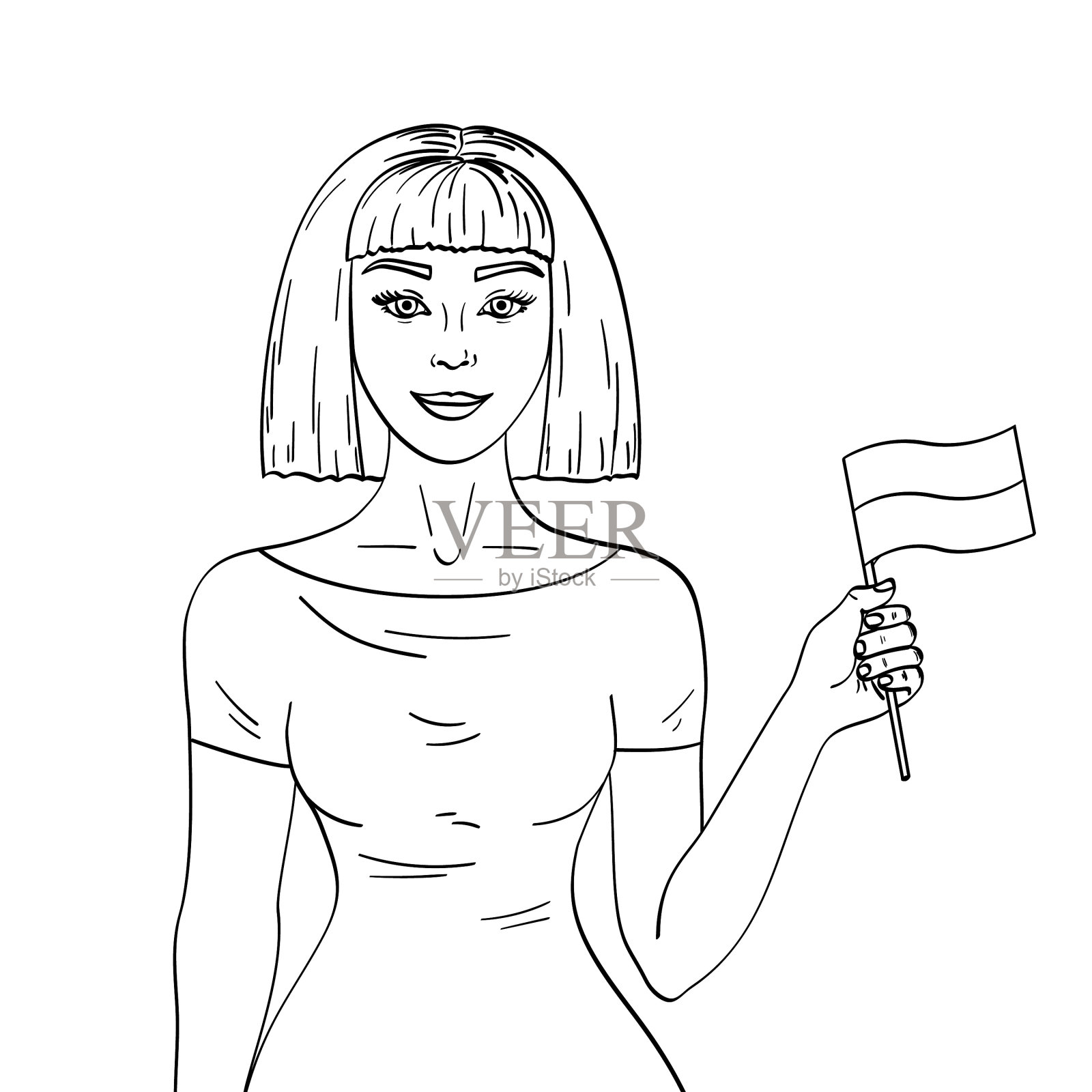 物体白色背景上年轻美丽的女孩设计元素图片