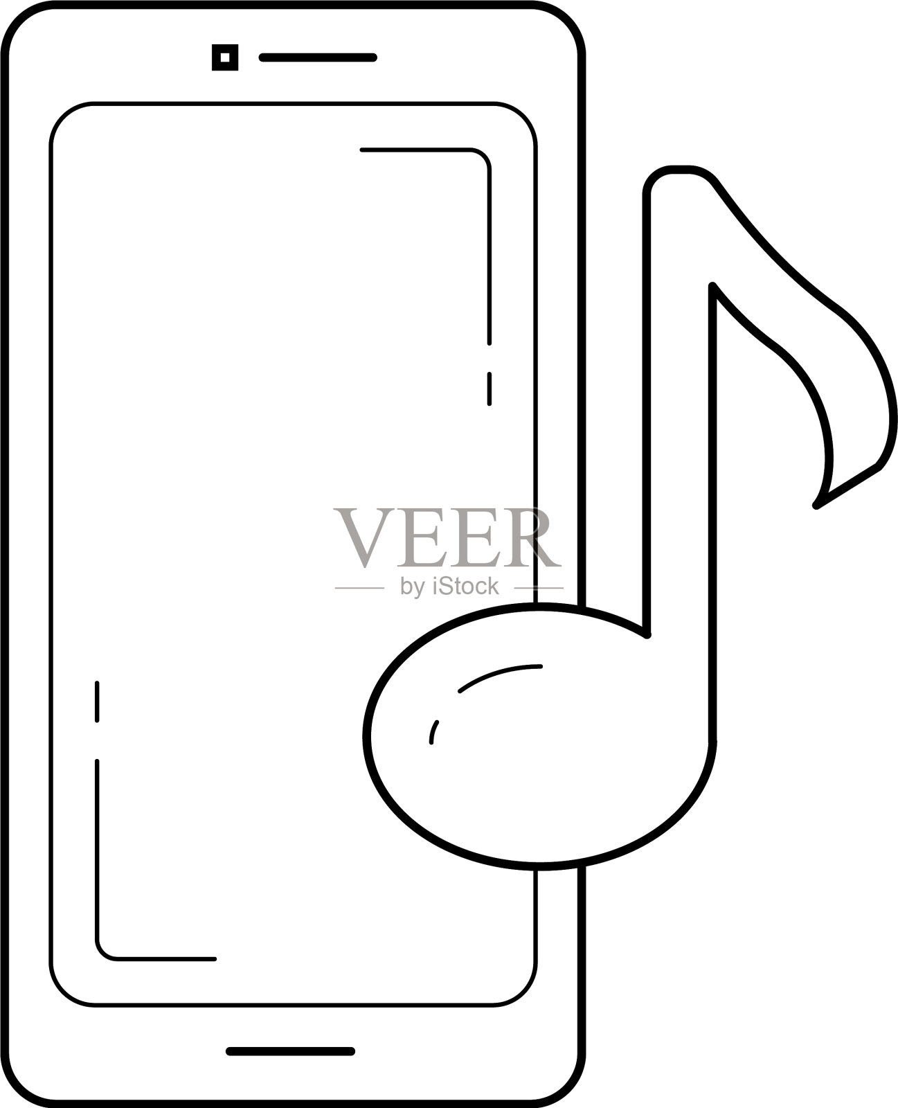 音乐播放器应用程序线图标设计元素图片