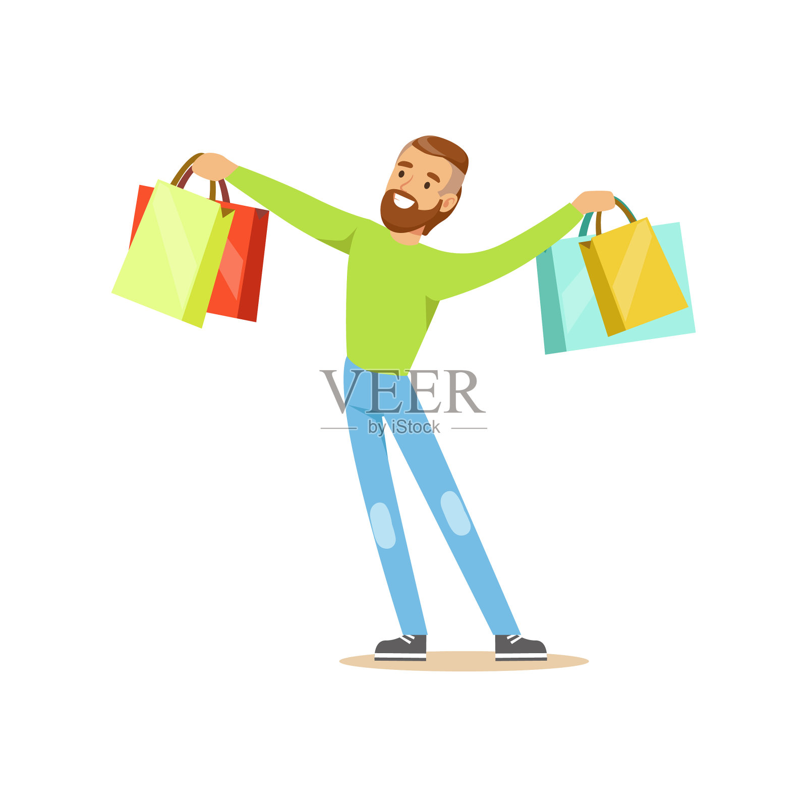 优雅的年轻英俊的男子站在购物设计元素图片