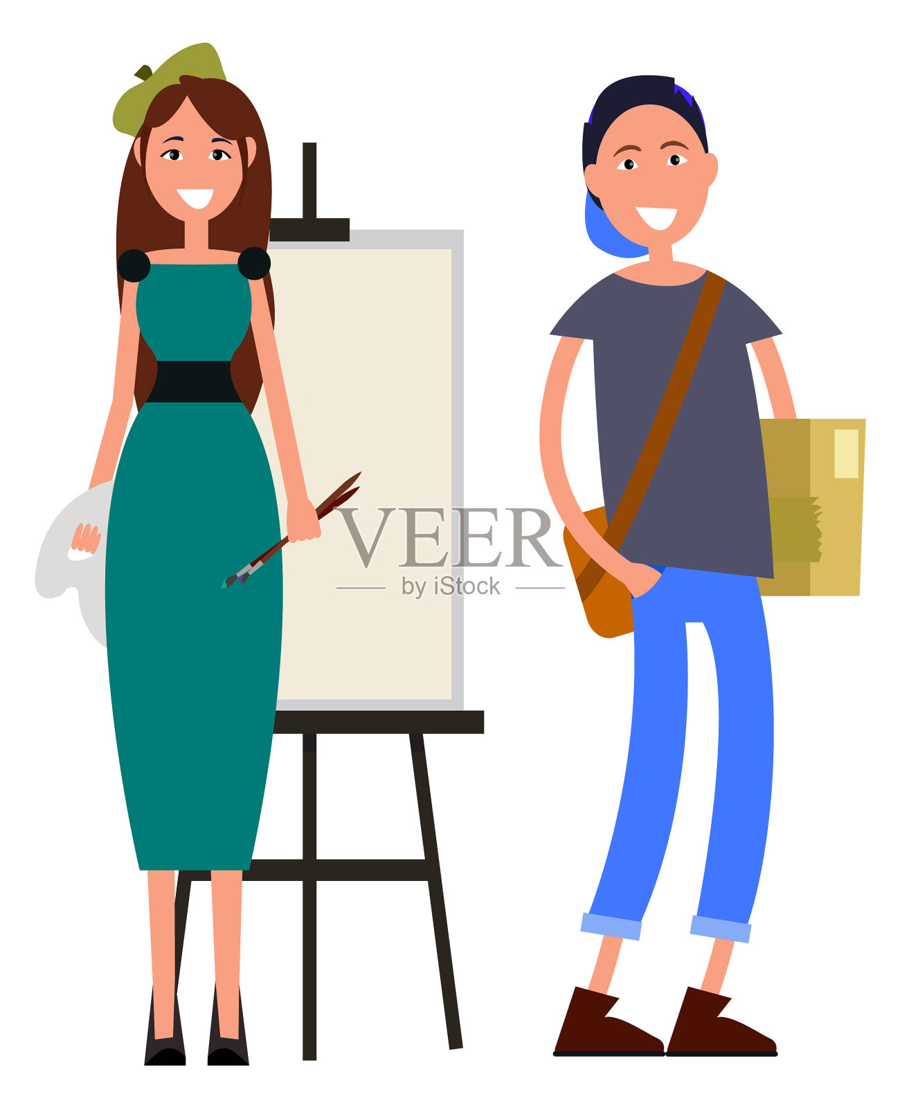带画笔的画家和带公文包的学生设计元素图片