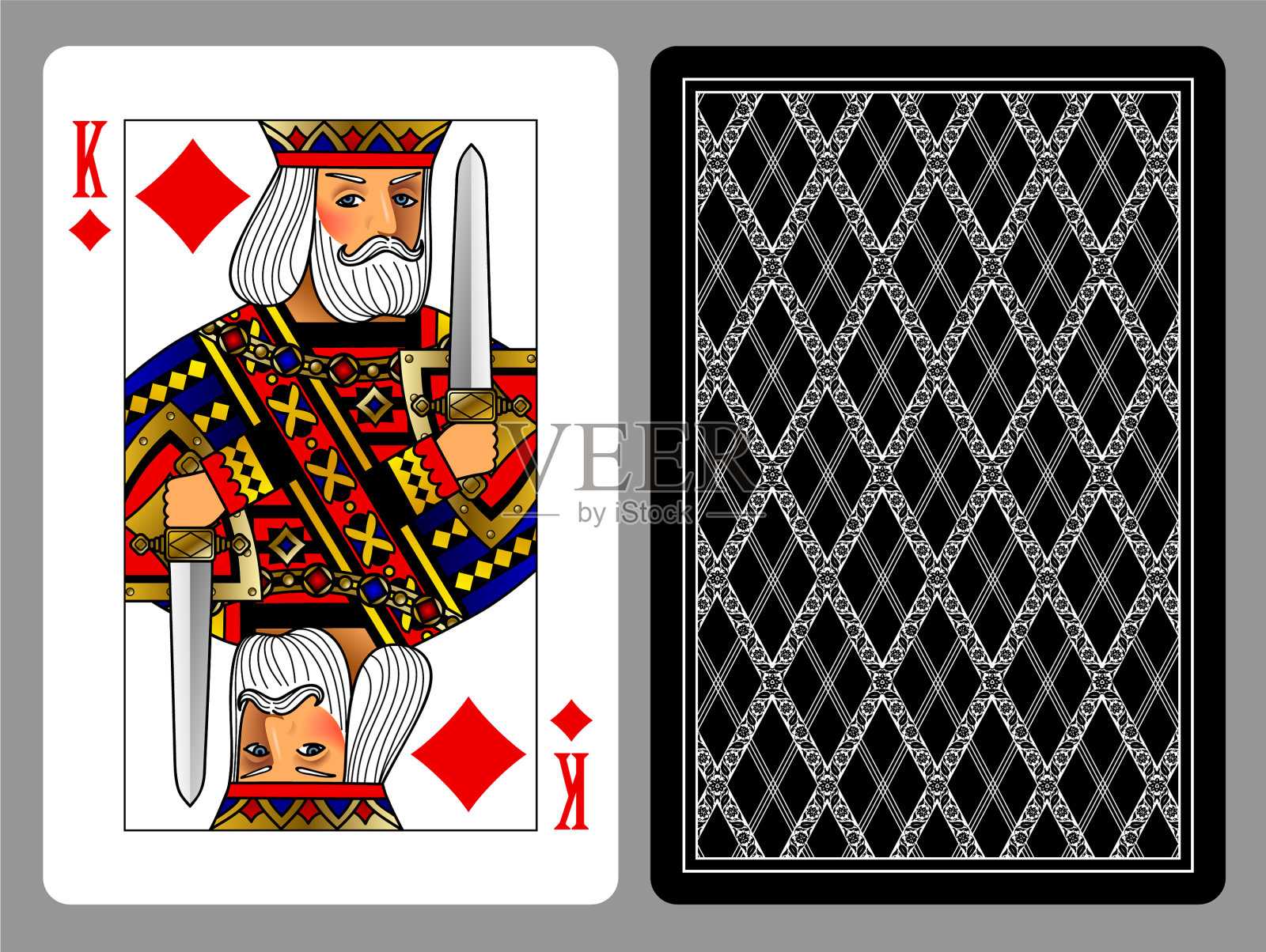 牌的方块k和背面