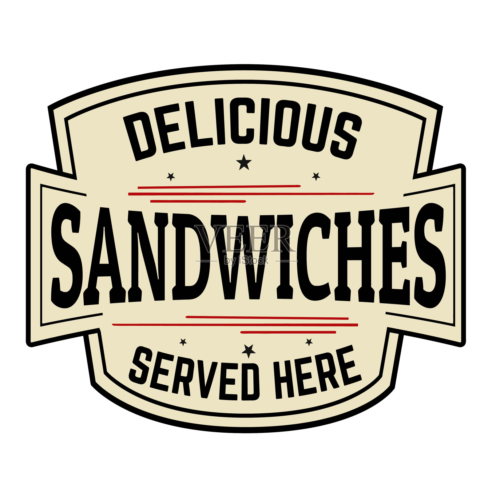 美味的三明治标签或图标设计元素图片