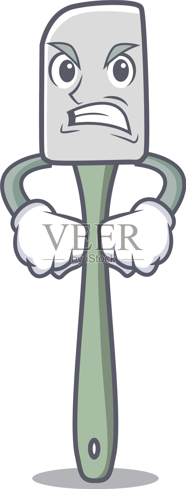 生气的烹饪工具硅胶铲卡通吉祥物设计元素图片