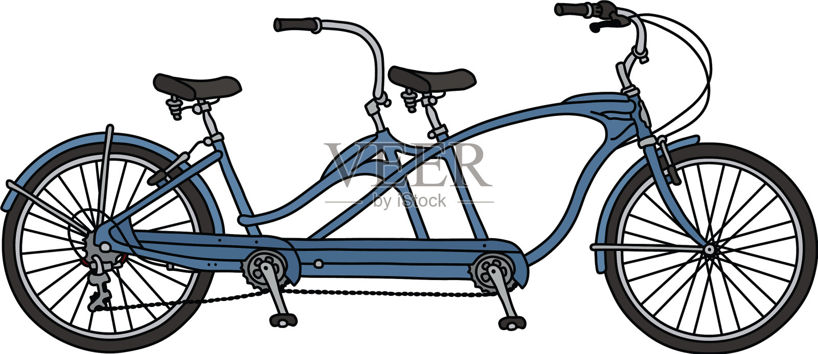 复古的蓝色双人自行车设计元素图片