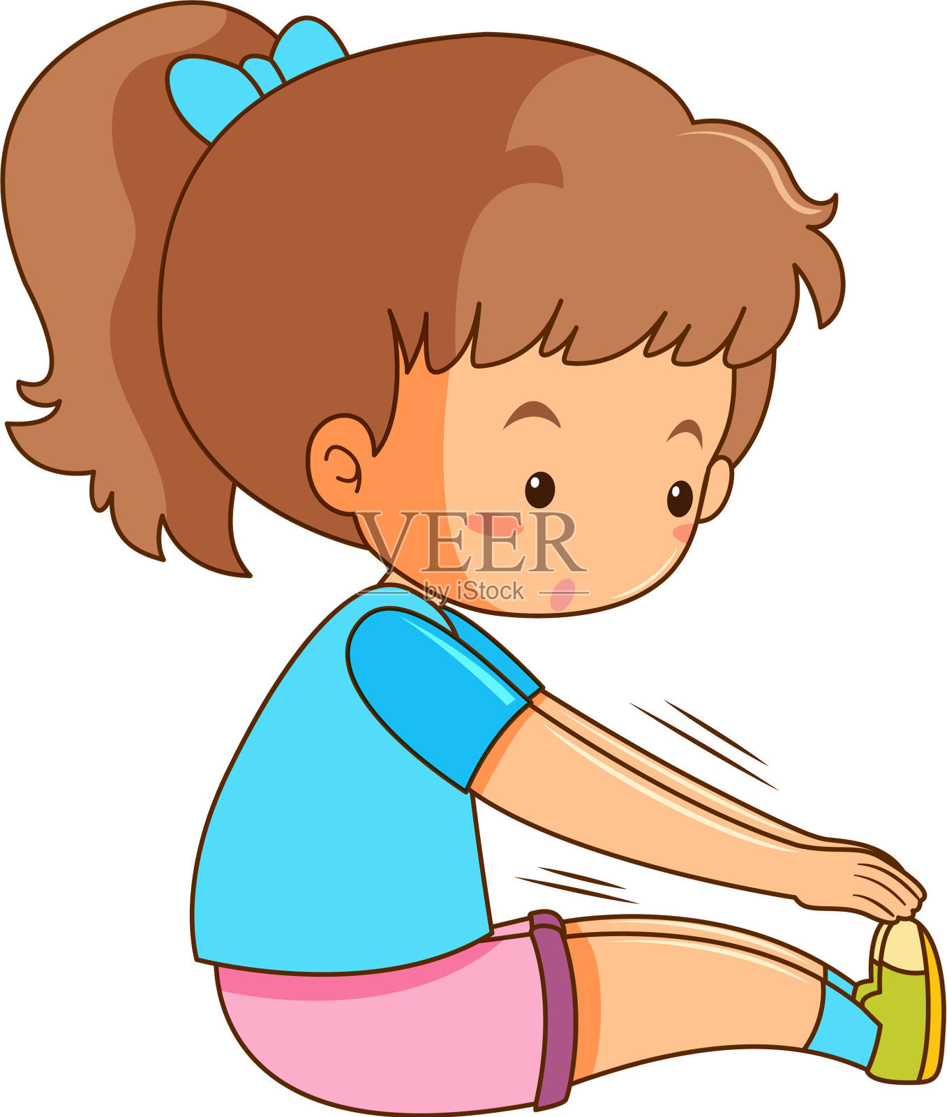 年轻的女孩伸展在白色的背景设计元素图片