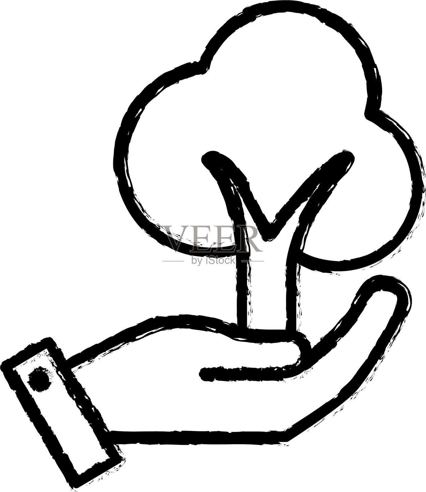 图手与生态和自然的树图标设计元素图片