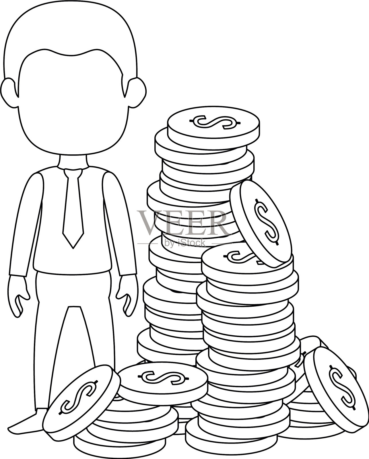 商人与硬币的化身角色设计元素图片