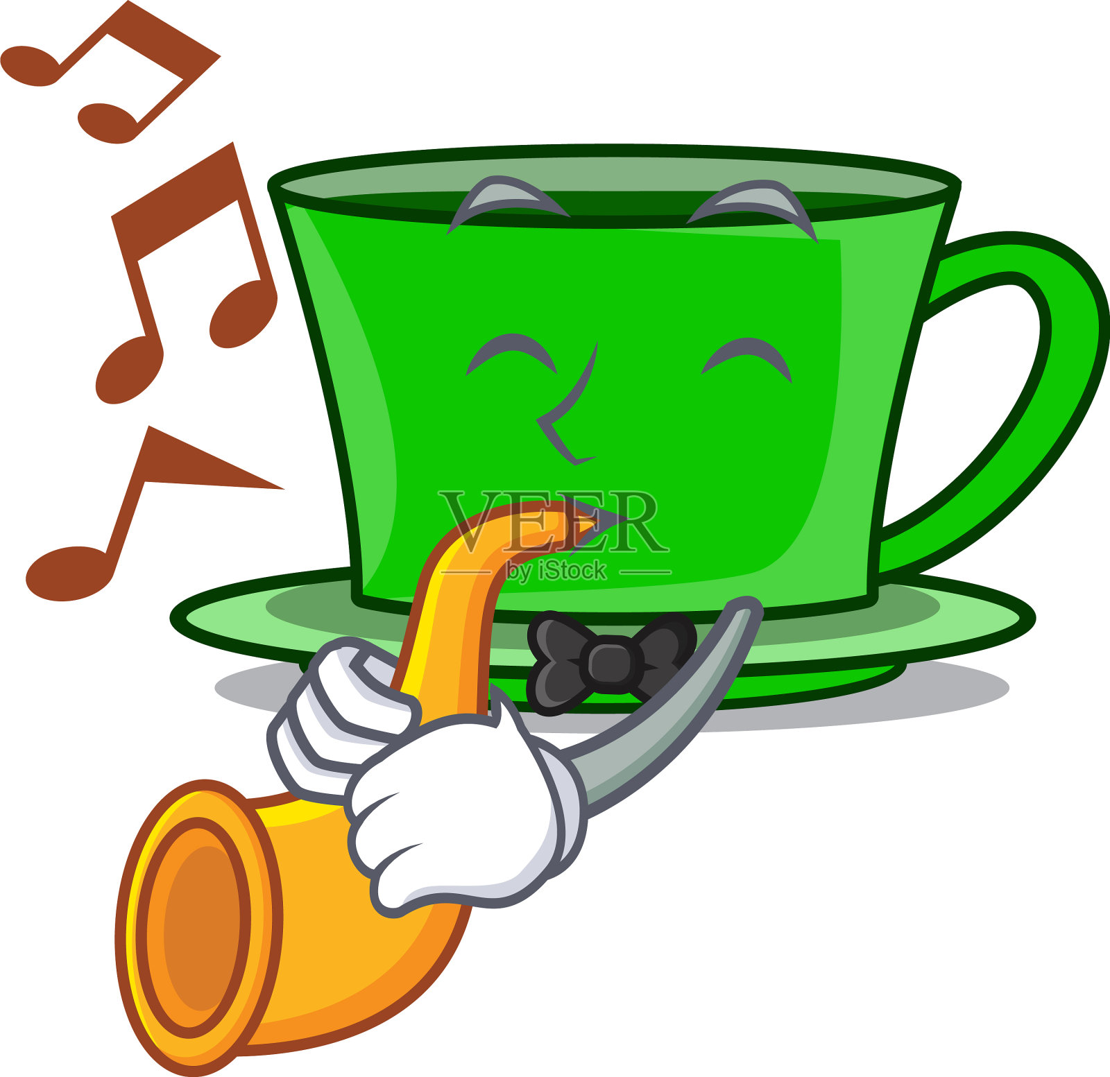 用小号的绿茶卡通吉祥物设计元素图片