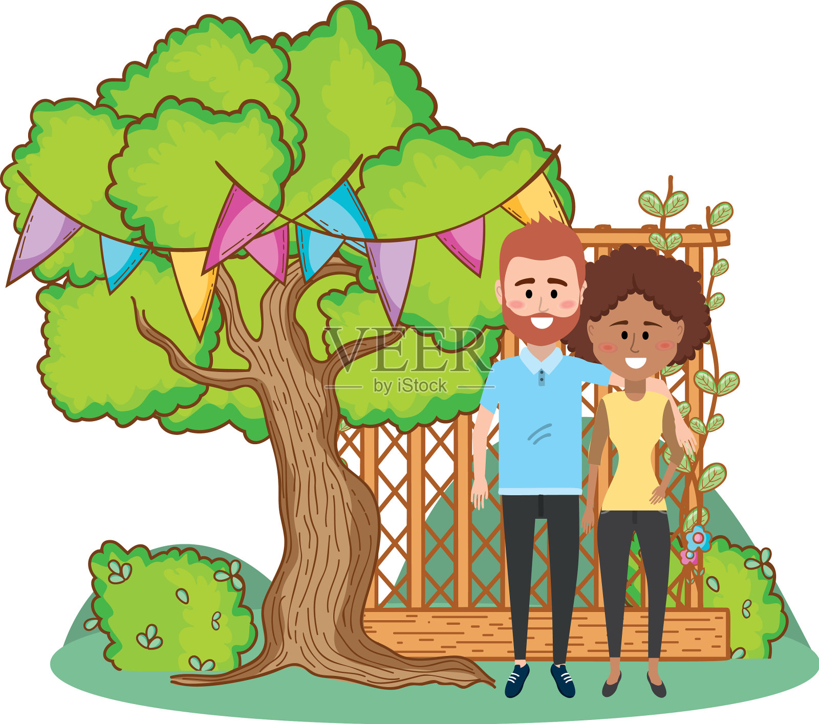 春天的情侣设计元素图片