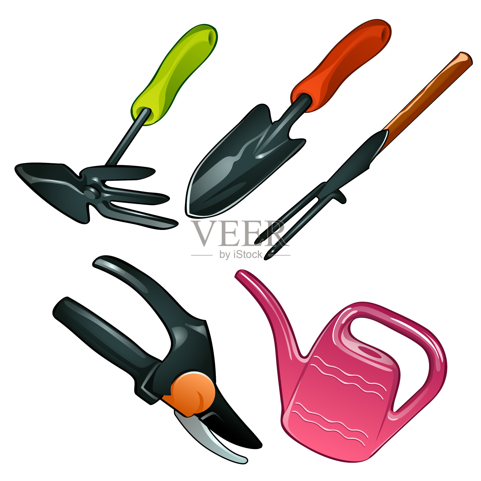 一套传统的园艺工具设计元素图片