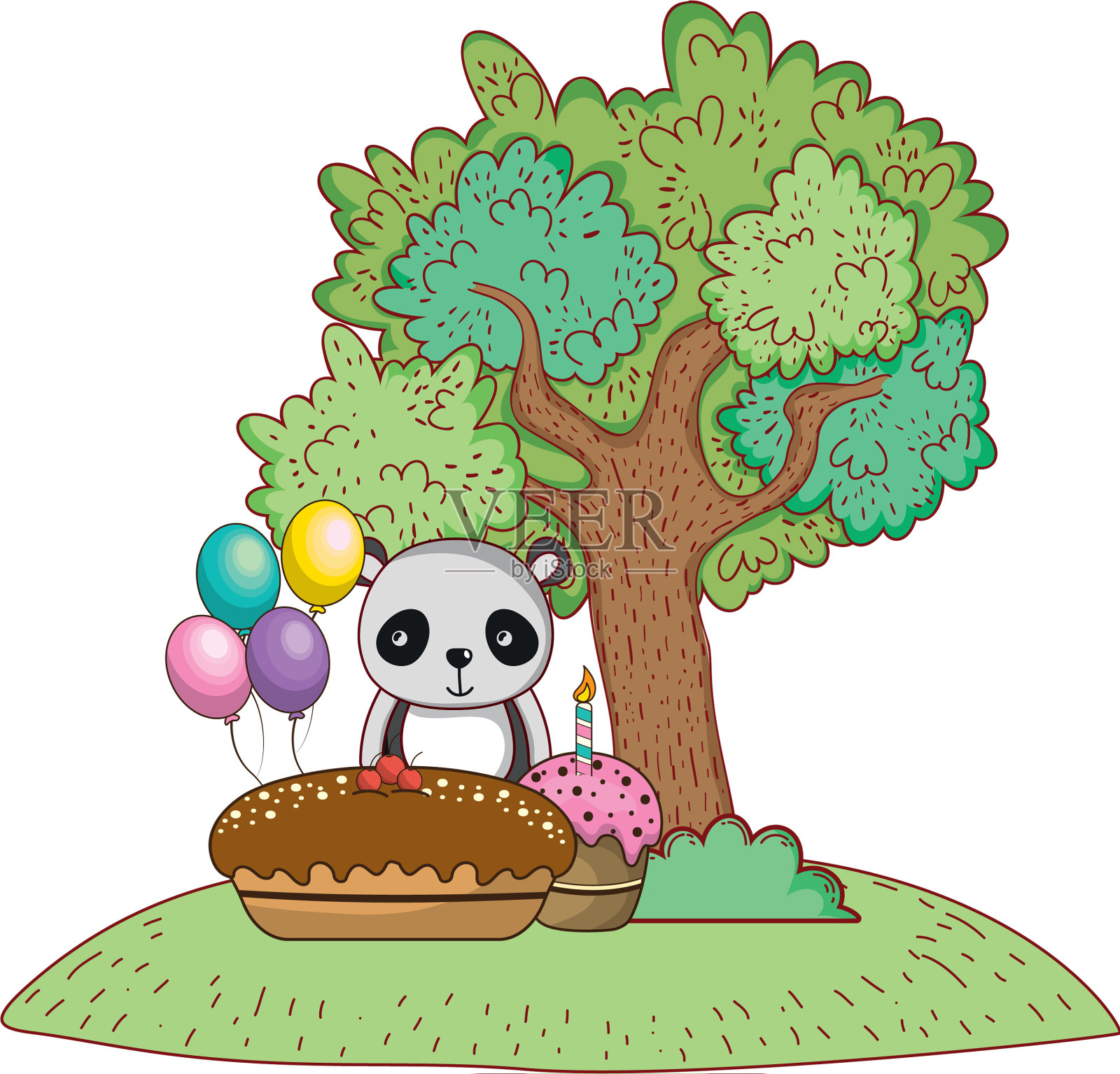 生日快乐可爱的小动物设计元素图片