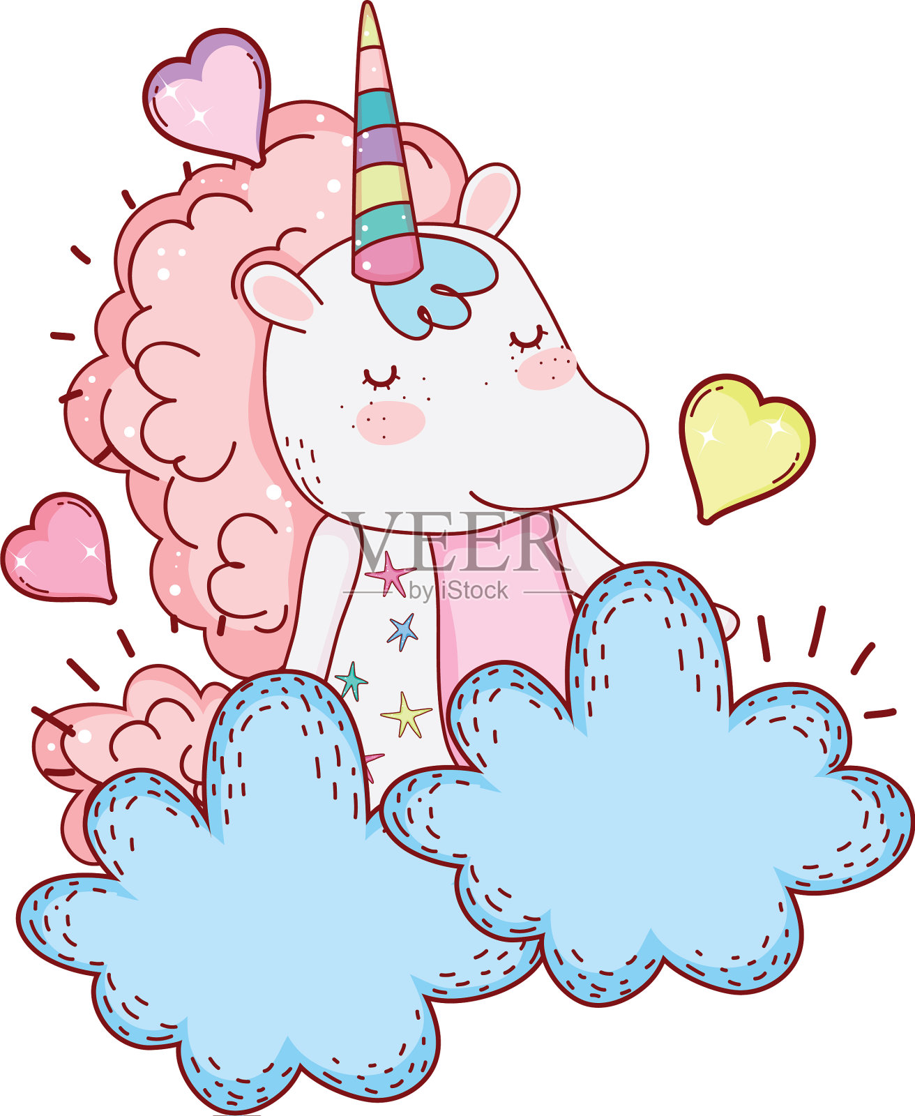 云中的独角兽卡通设计元素图片