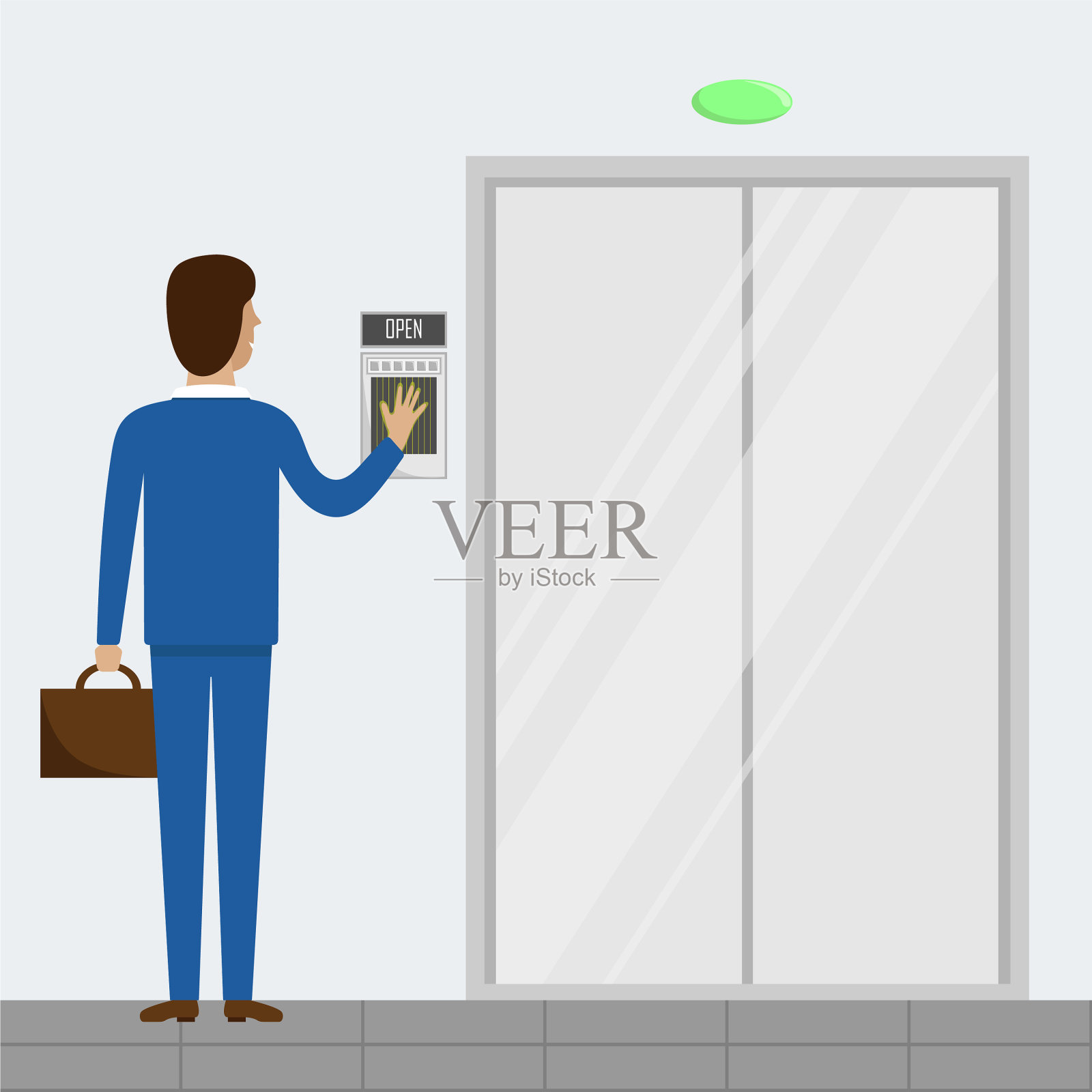 一个人开着门的现代海报设计元素图片