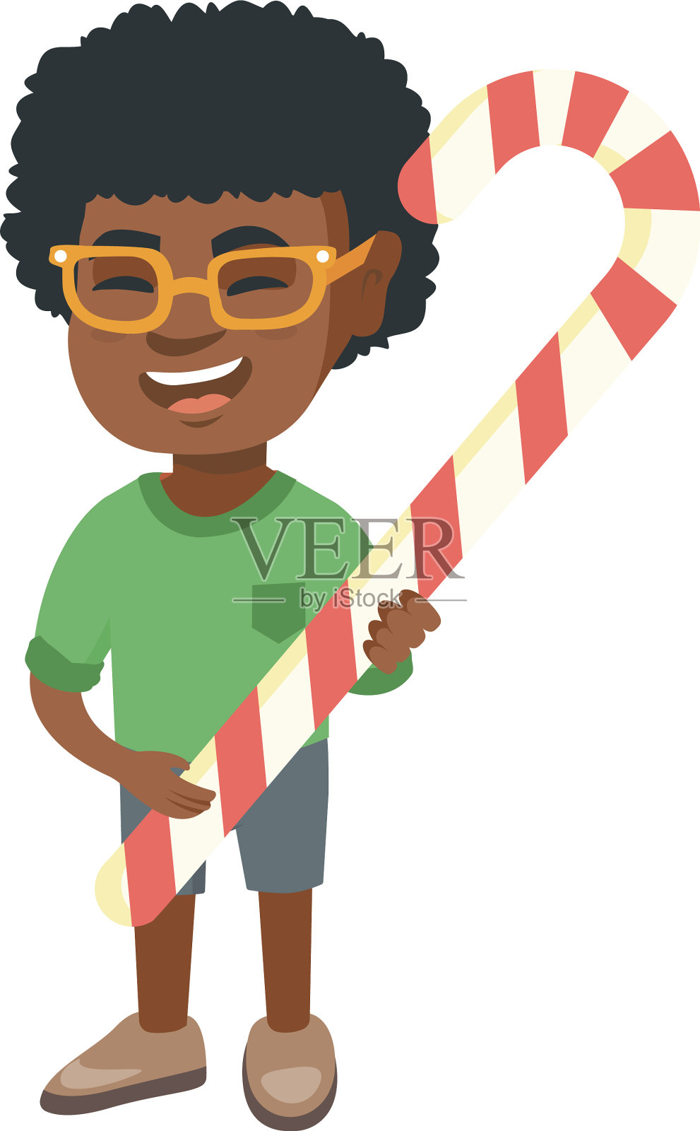 非洲小男孩拿着圣诞糖果拐杖设计元素图片