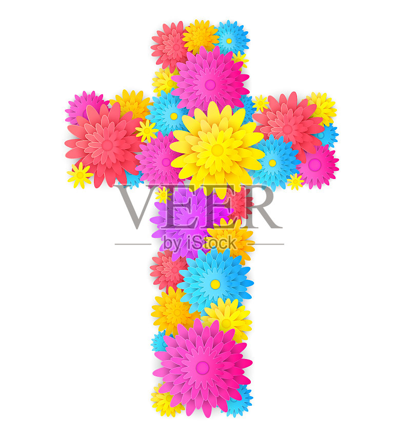 五彩缤纷的花十字设计元素图片