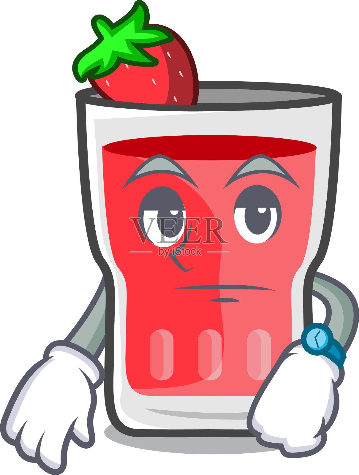 等待草莓莫吉托吉祥物卡通设计元素图片