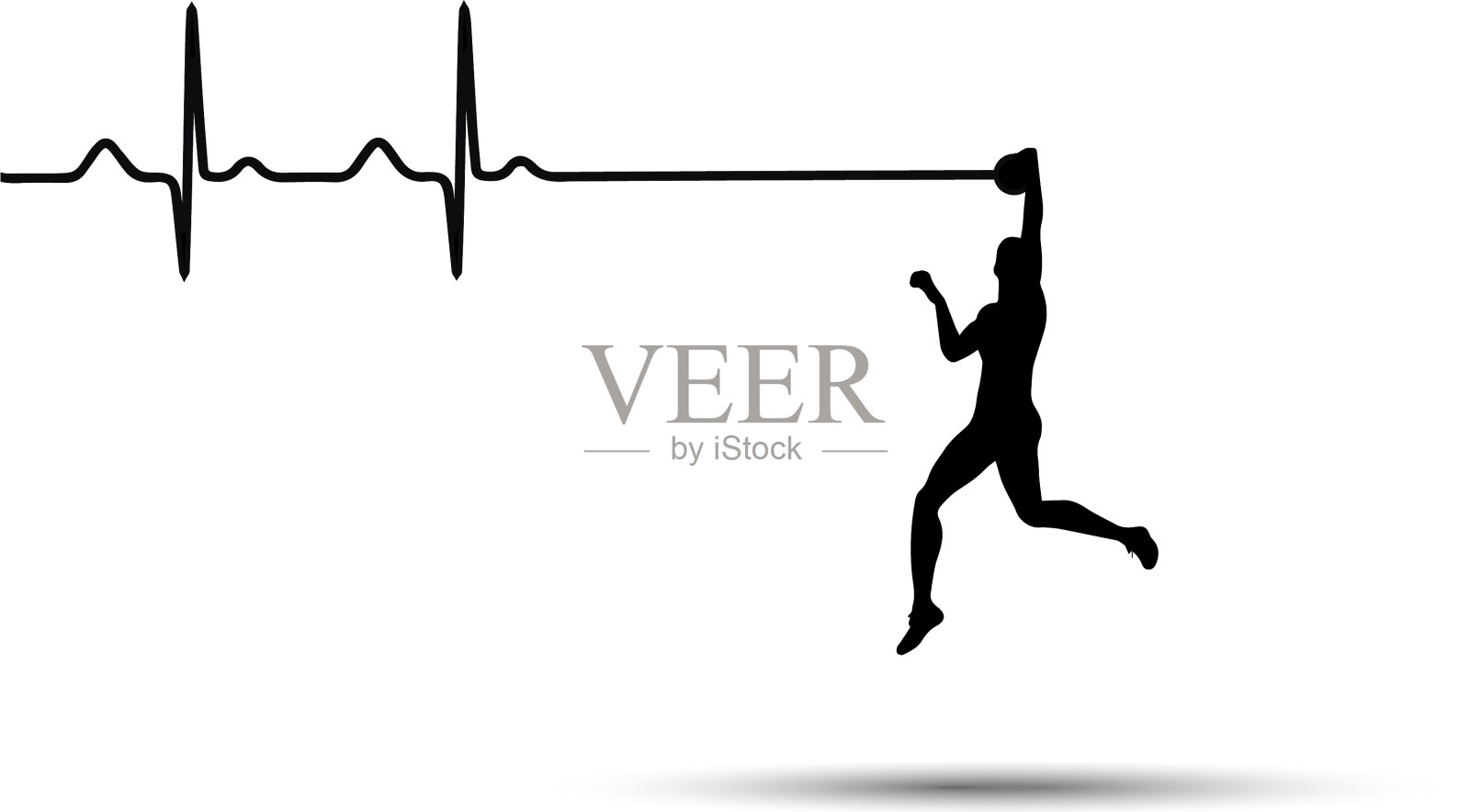 心跳，心电图和跑步人设计元素图片