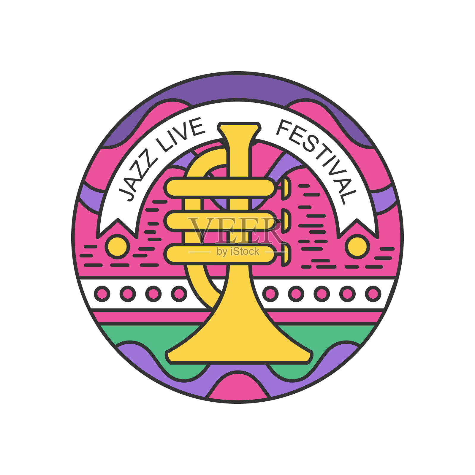 彩色线性标志与喇叭抽象标志设计元素图片