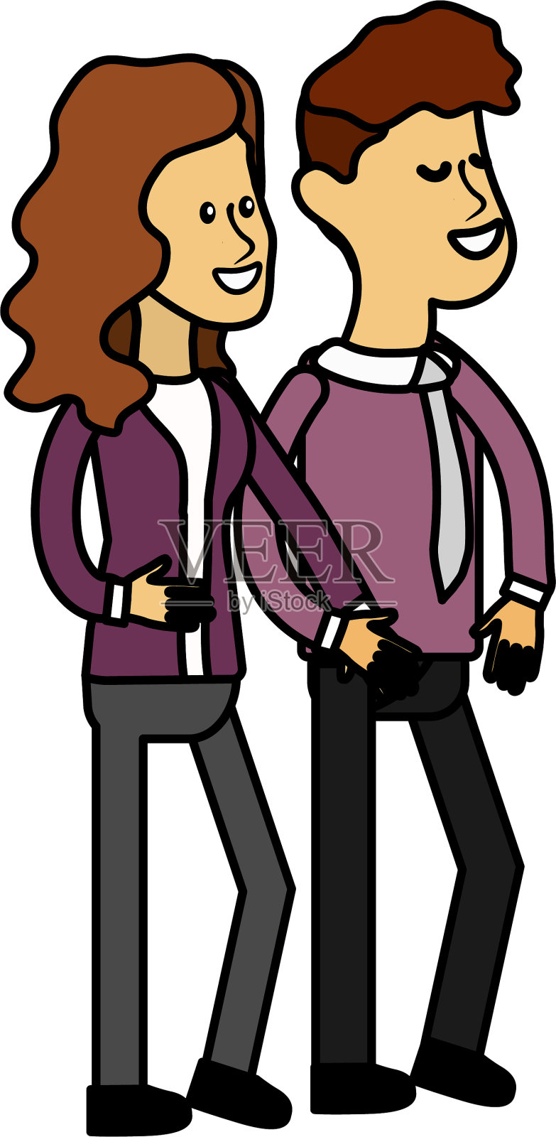 幸福可爱的情侣，优雅的穿着设计元素图片