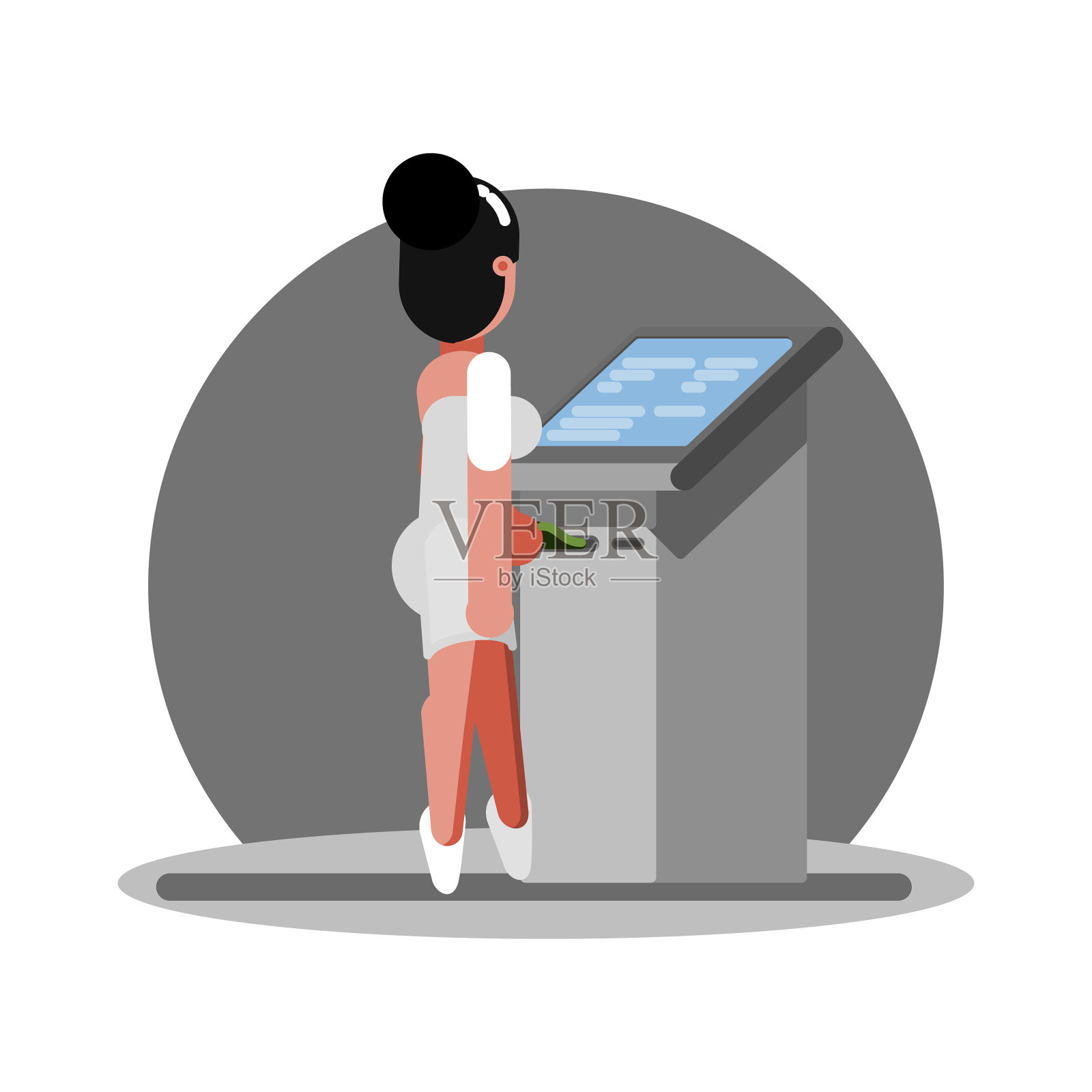 女人使用自动取款机设计元素图片