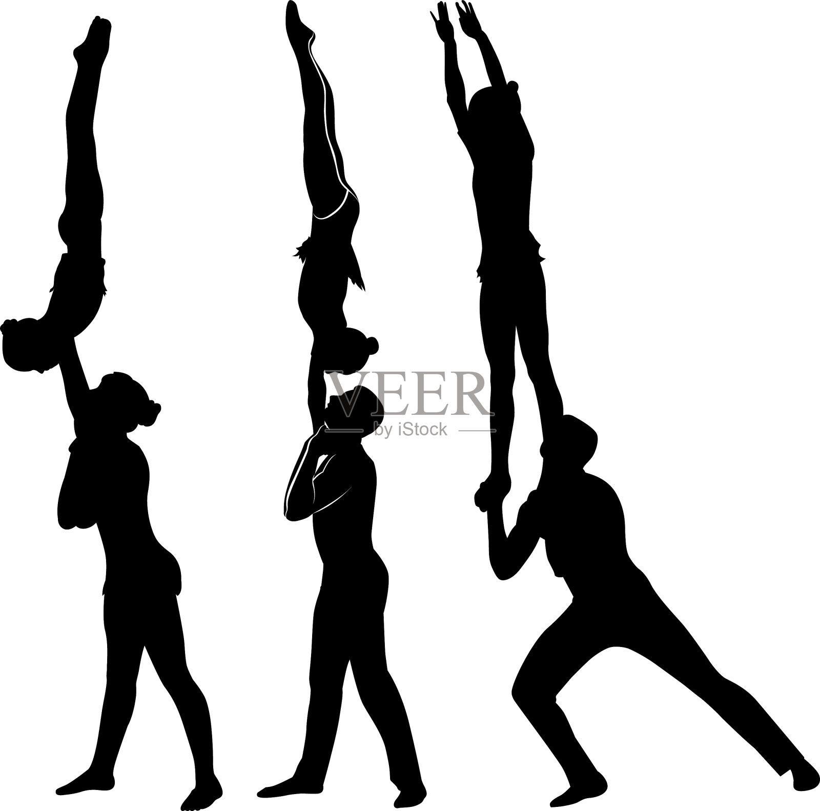体操运动员表演黑色剪影设计元素图片