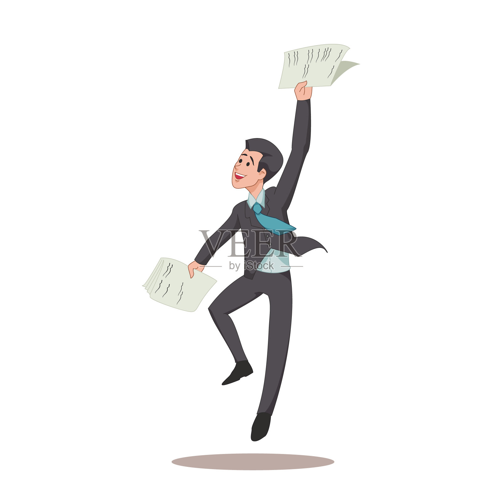 商人或经理高兴得跳了起来设计元素图片