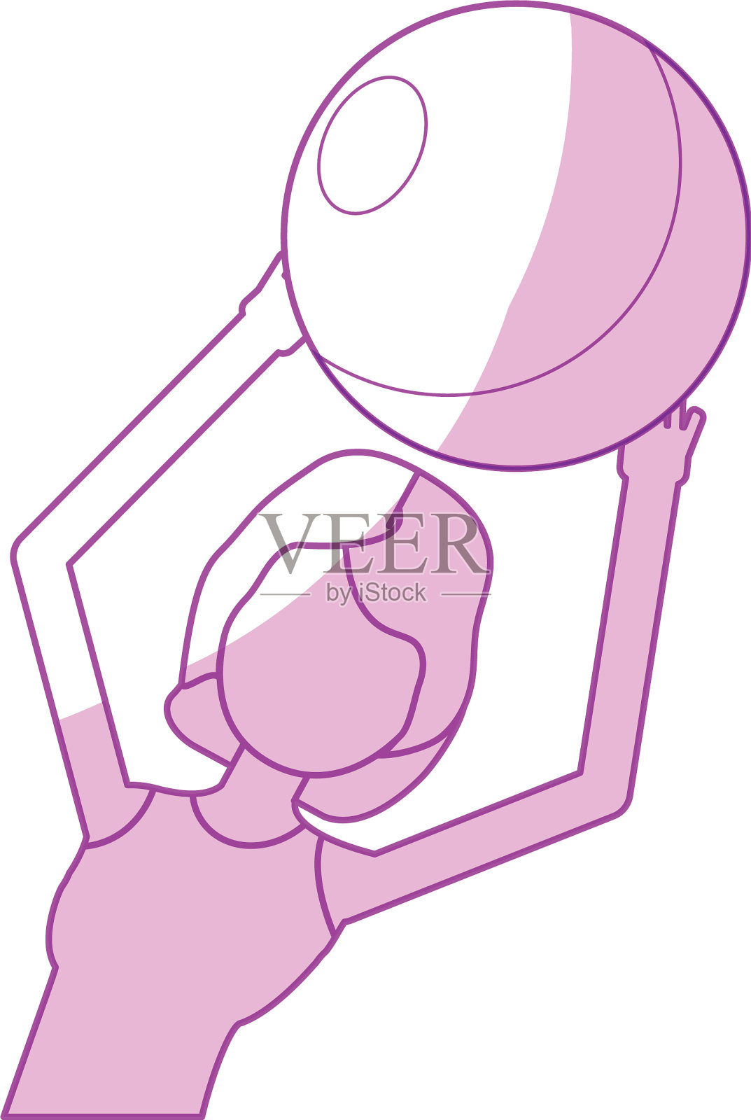 剪影健康女子做运动与球设计元素图片