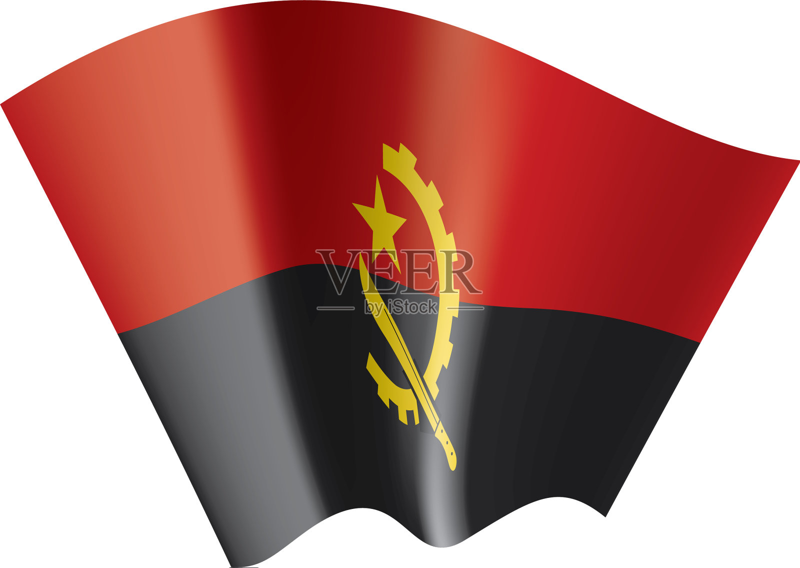 安哥拉国旗上有白色设计元素图片