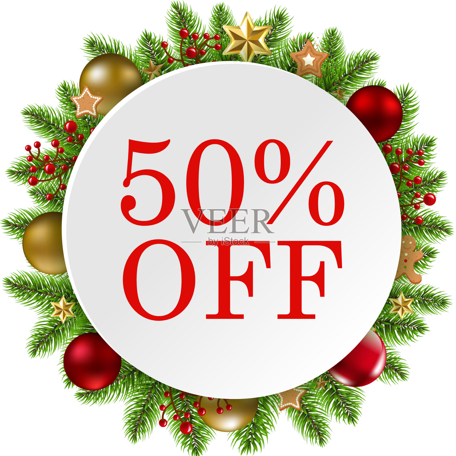 挂着球的圣诞促销横幅设计元素图片