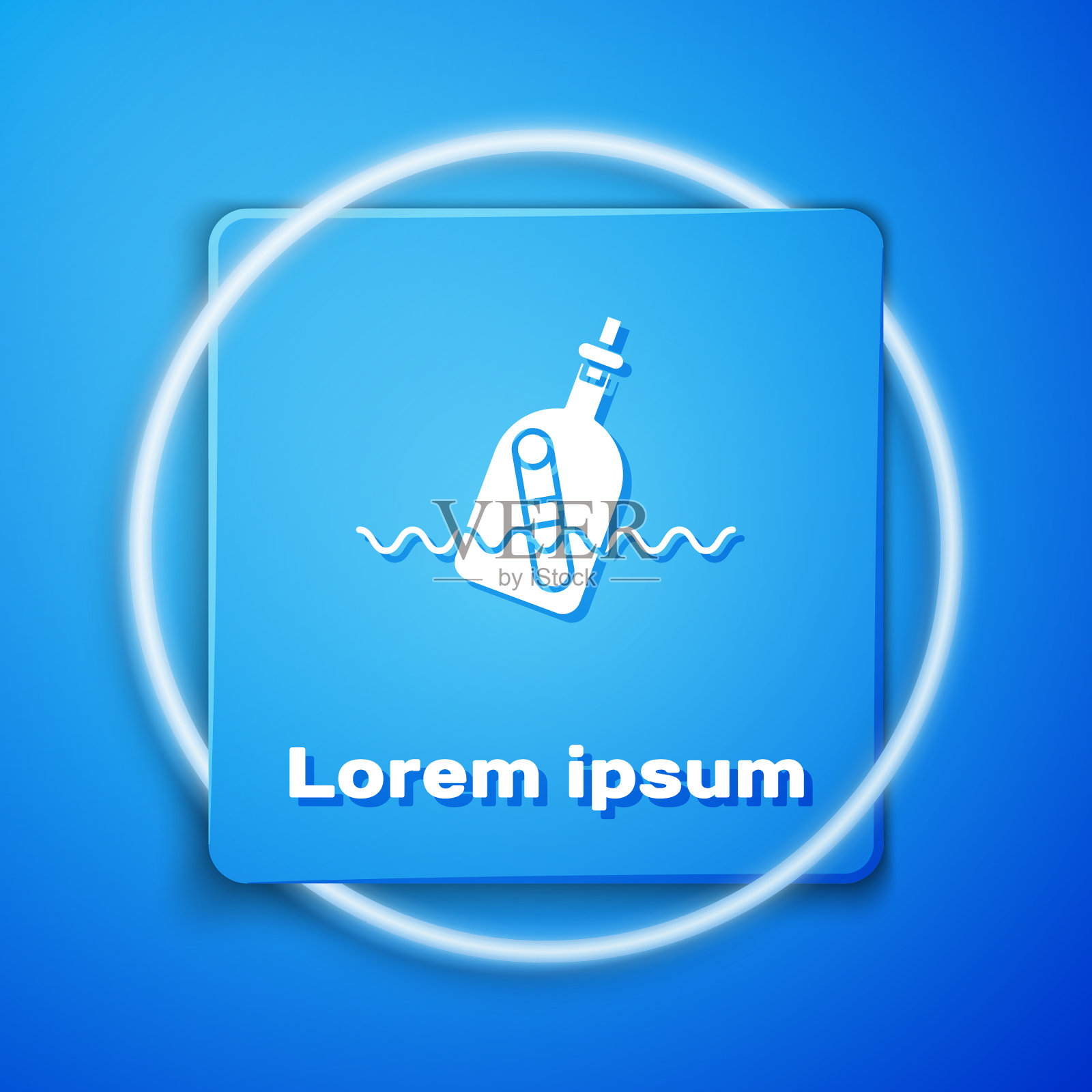 白色玻璃瓶与信息在水的图标图标素材