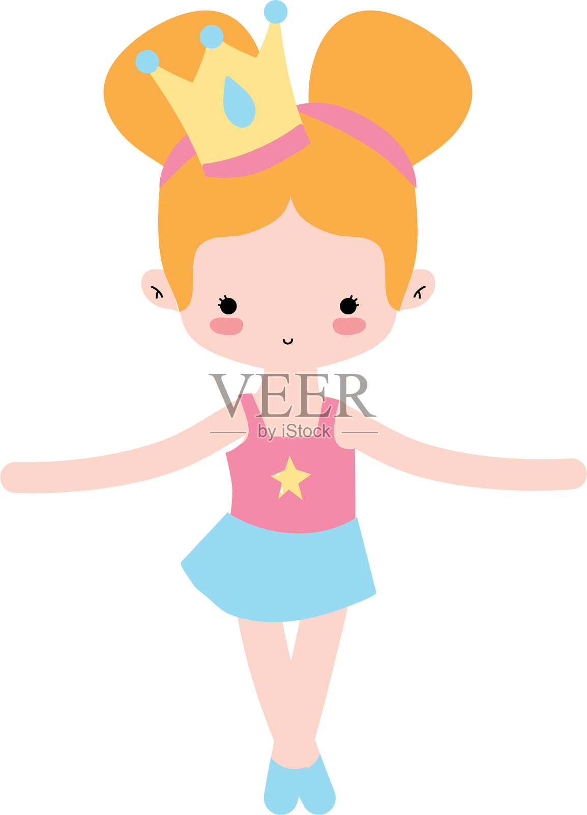 女孩练习芭蕾舞与两个发髻的设计和设计元素图片