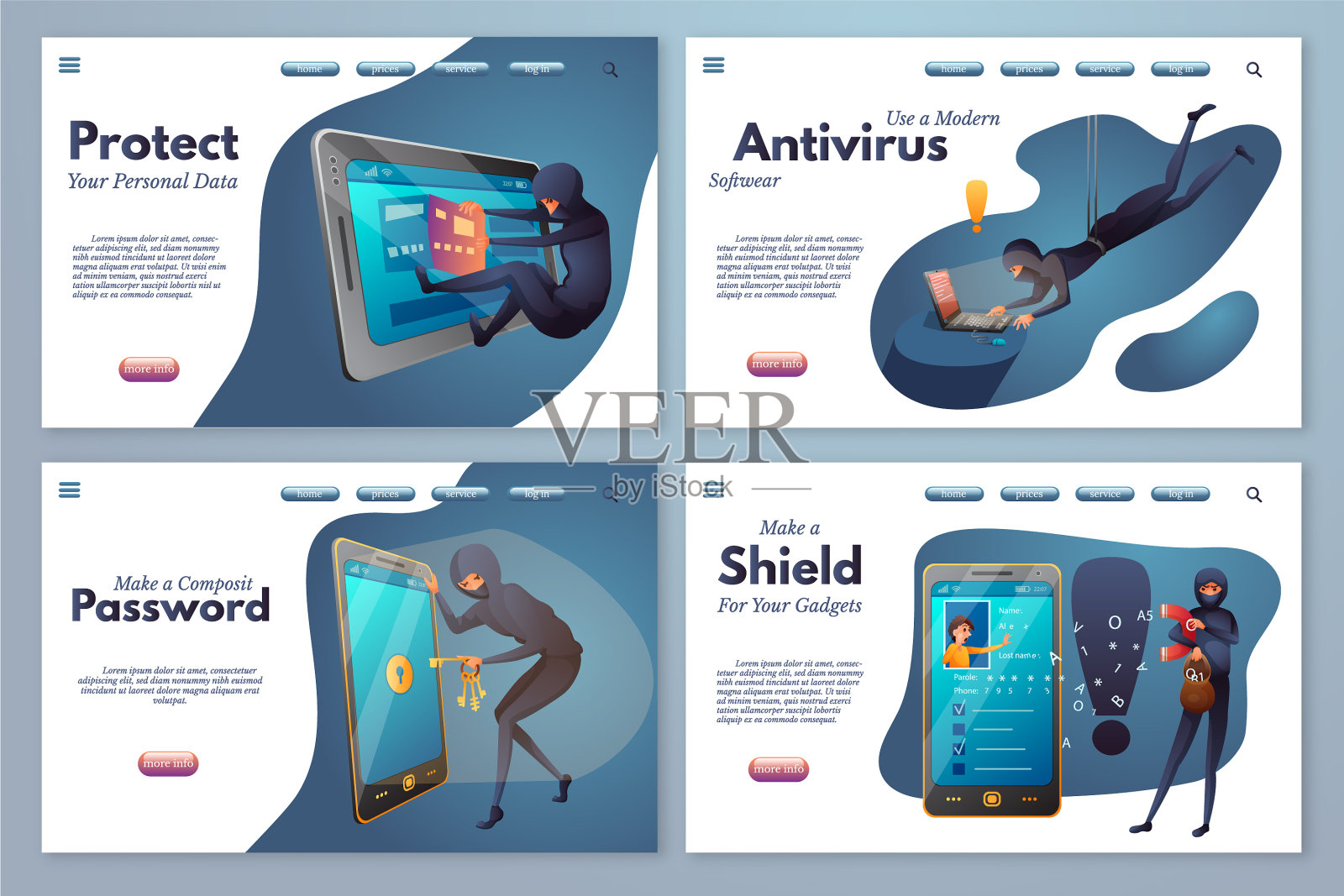 黑客活动平面登陆页面包插画图片素材