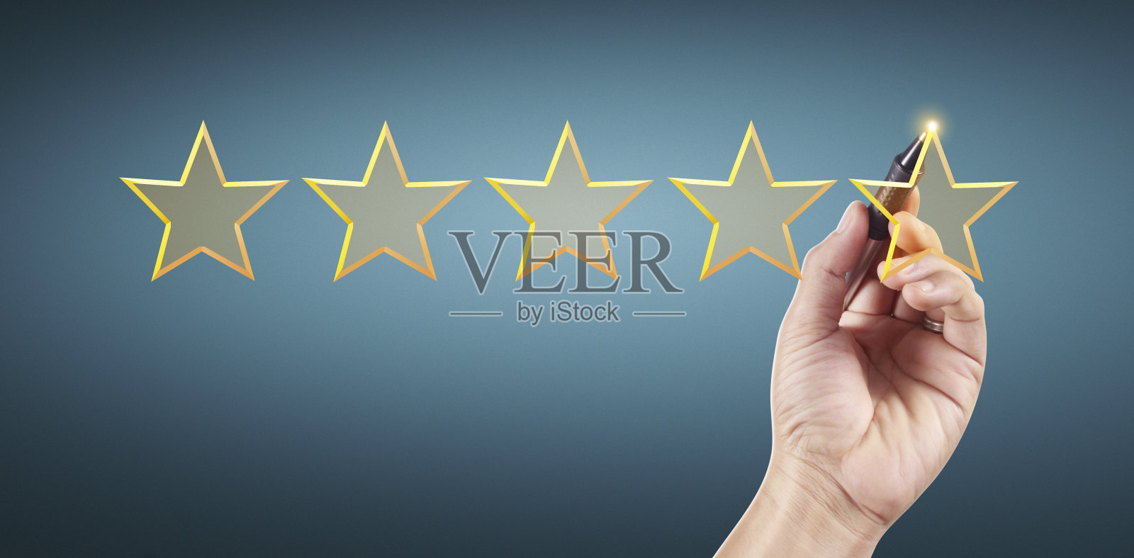 手绘五星评级。评估审查的概念照片摄影图片