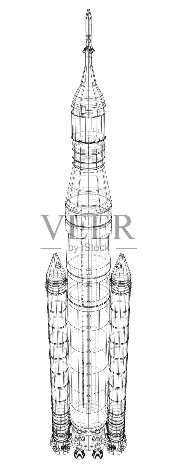 太空火箭概念大纲。向量插画图片素材
