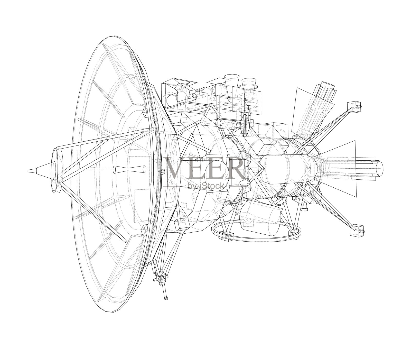 通信卫星概念大纲。向量插画图片素材