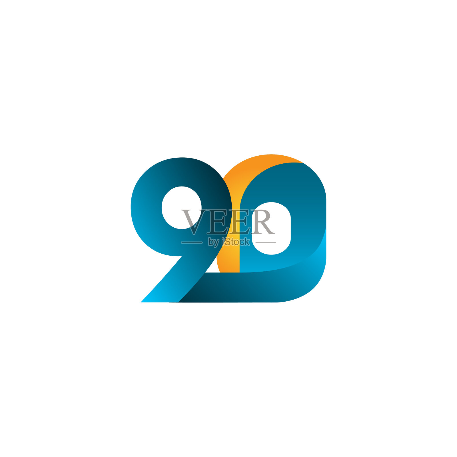 90周年庆典梯度蓝色矢量模板设计插图插画图片素材