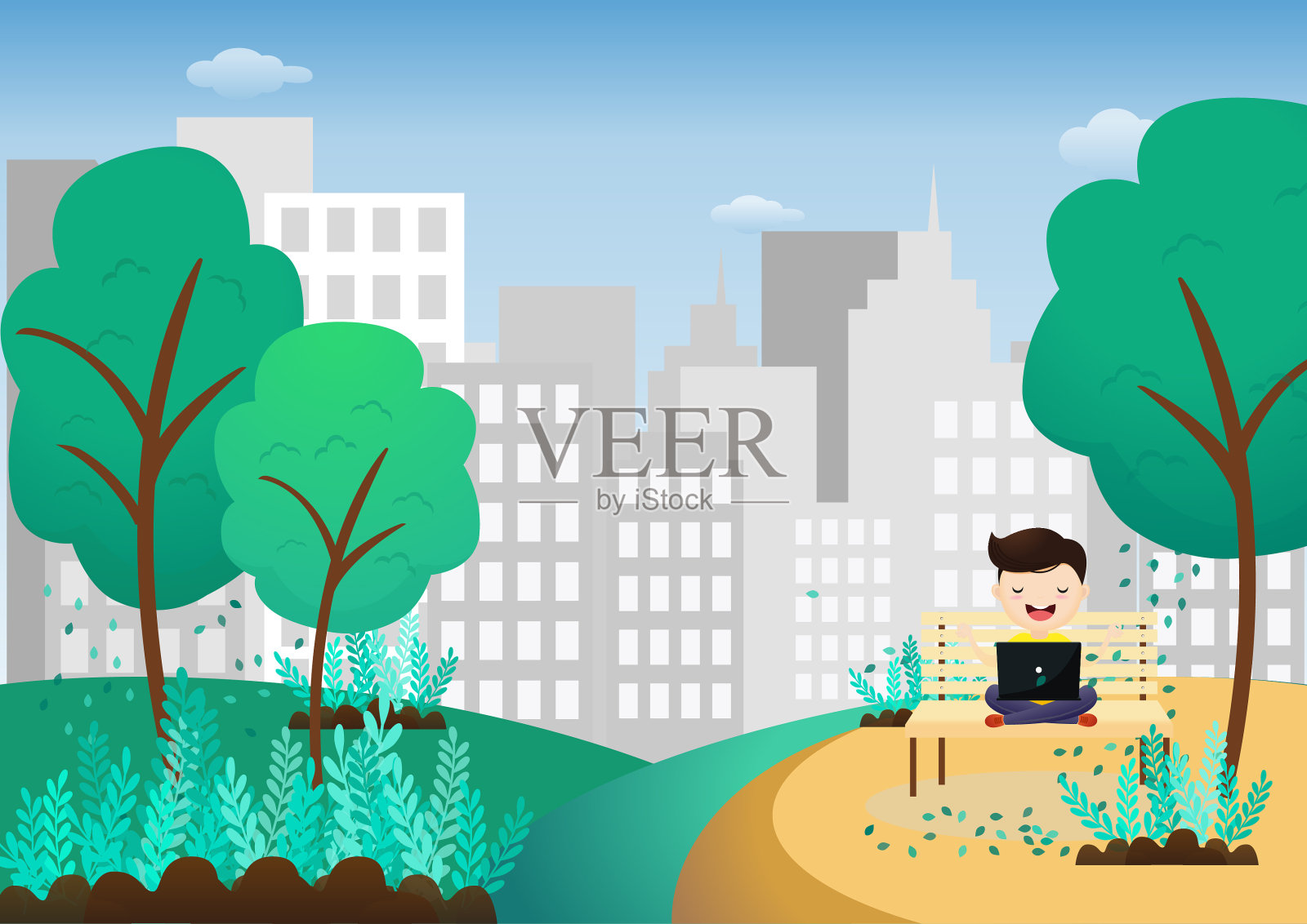 年轻人下班后休息插画图片素材