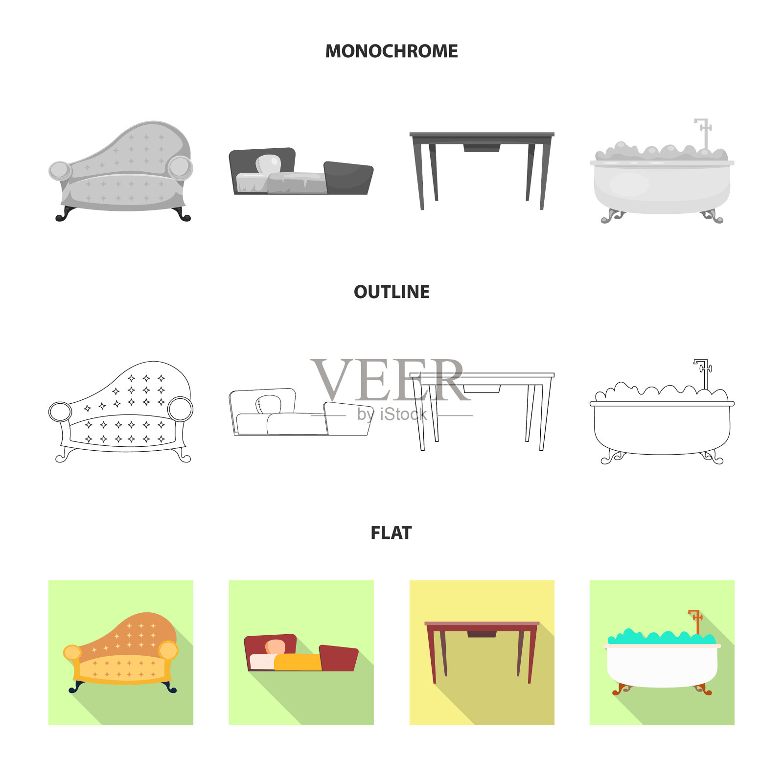 孤立的对象家具和公寓标志插画图片素材
